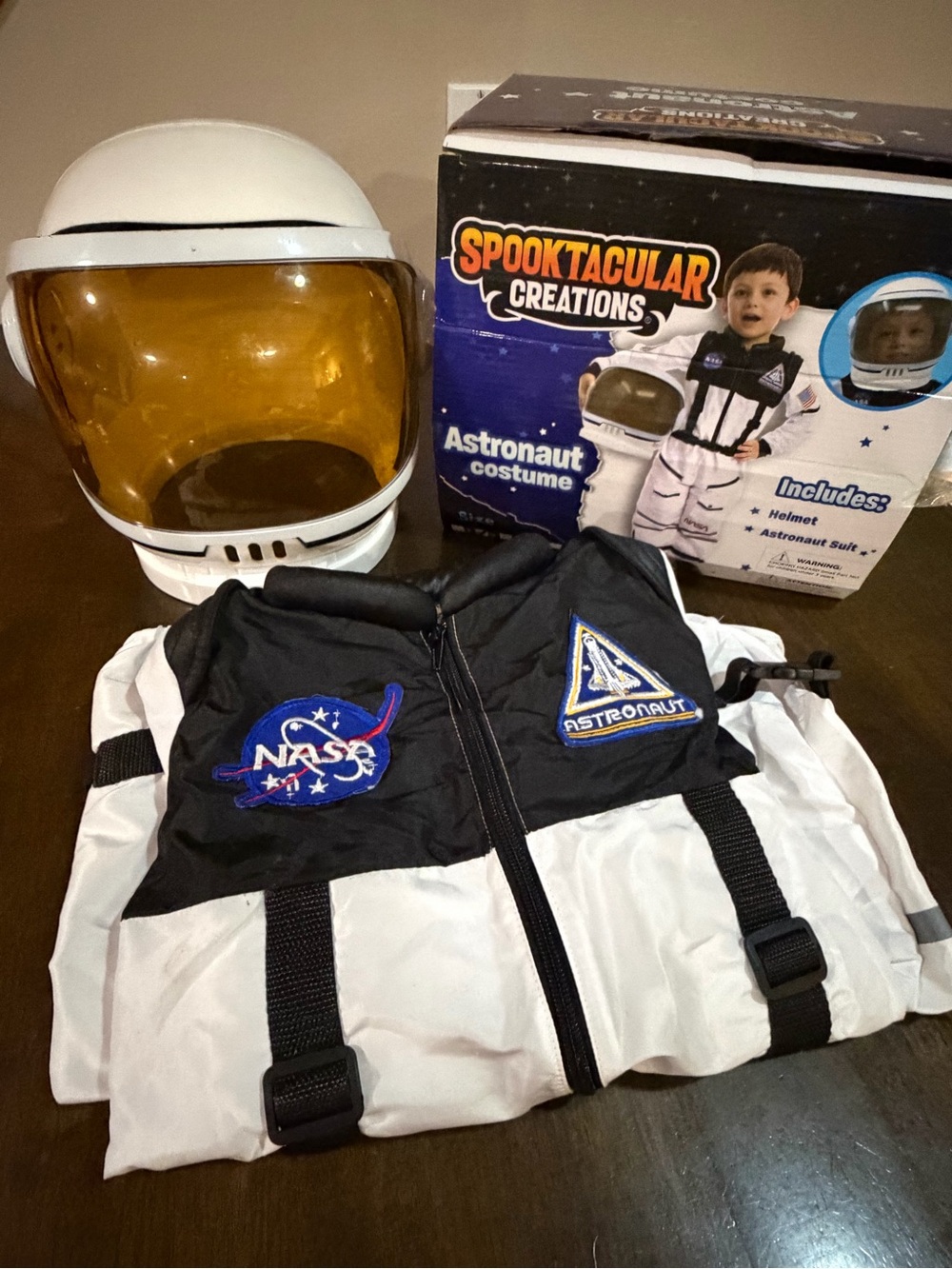Kids NASA Astronaut Costume - White & Black with Amber Visor
